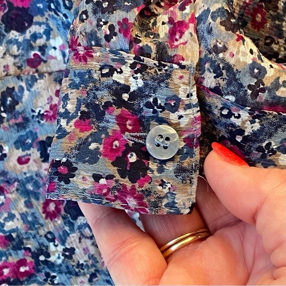 a.n.a-a new approach Women XL Blue/Pink Floral 3/4 Sleeve Casual/Career Blouse - Picture 3 of 7